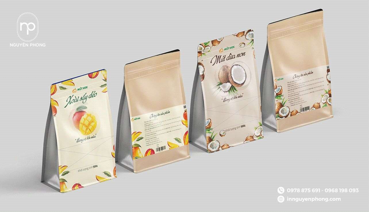 in tem mứt dừa non bằng chất decal giấy